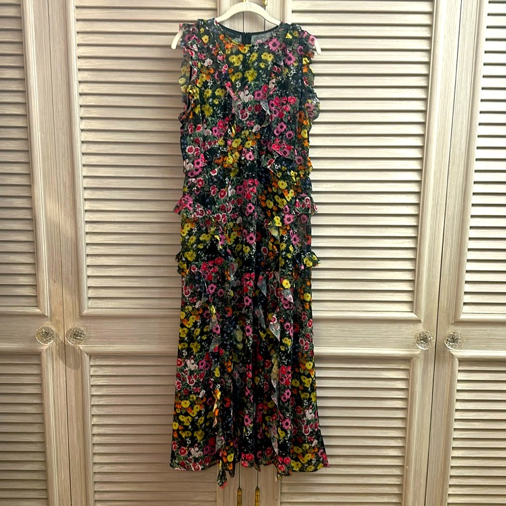 Ted Baker, size 4, sleeveless long dress, 100% polyester dress/lining, pristine.